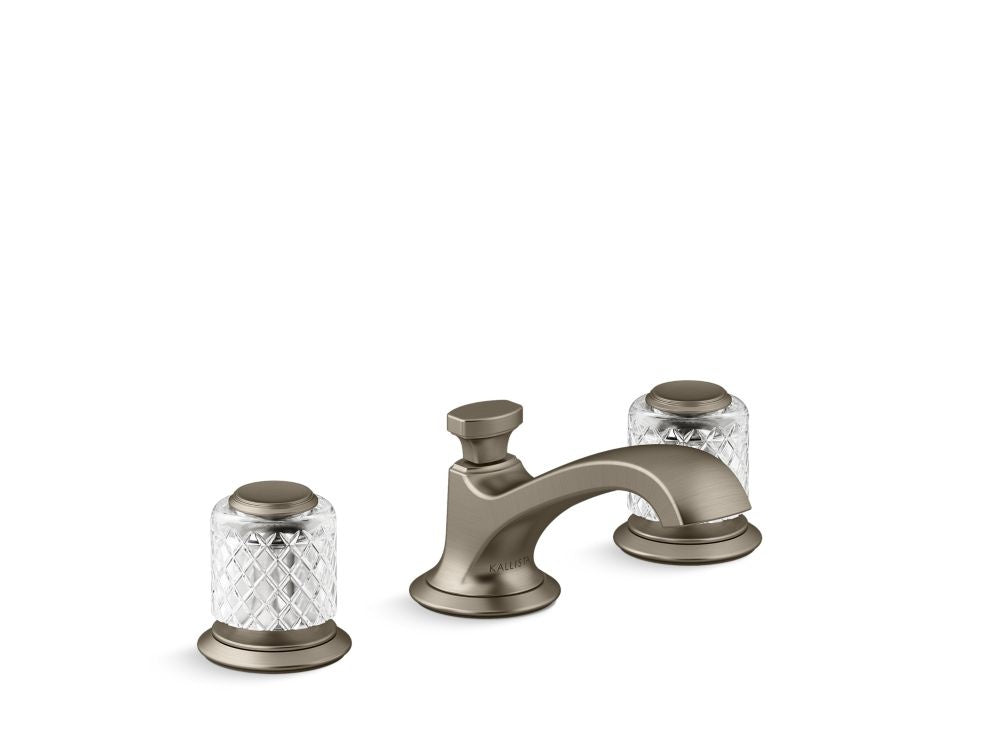Kallista P25050-SLC Script Decorative Lavatory Bathroom Sink Faucet, Low Spout, Saint-Louis Clear Crystal Knob Handles