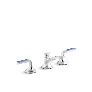 Kallista P25054-CBW Script Lavatory Bathroom Sink Faucet, Low Spout, Blue Wave Lever Handles