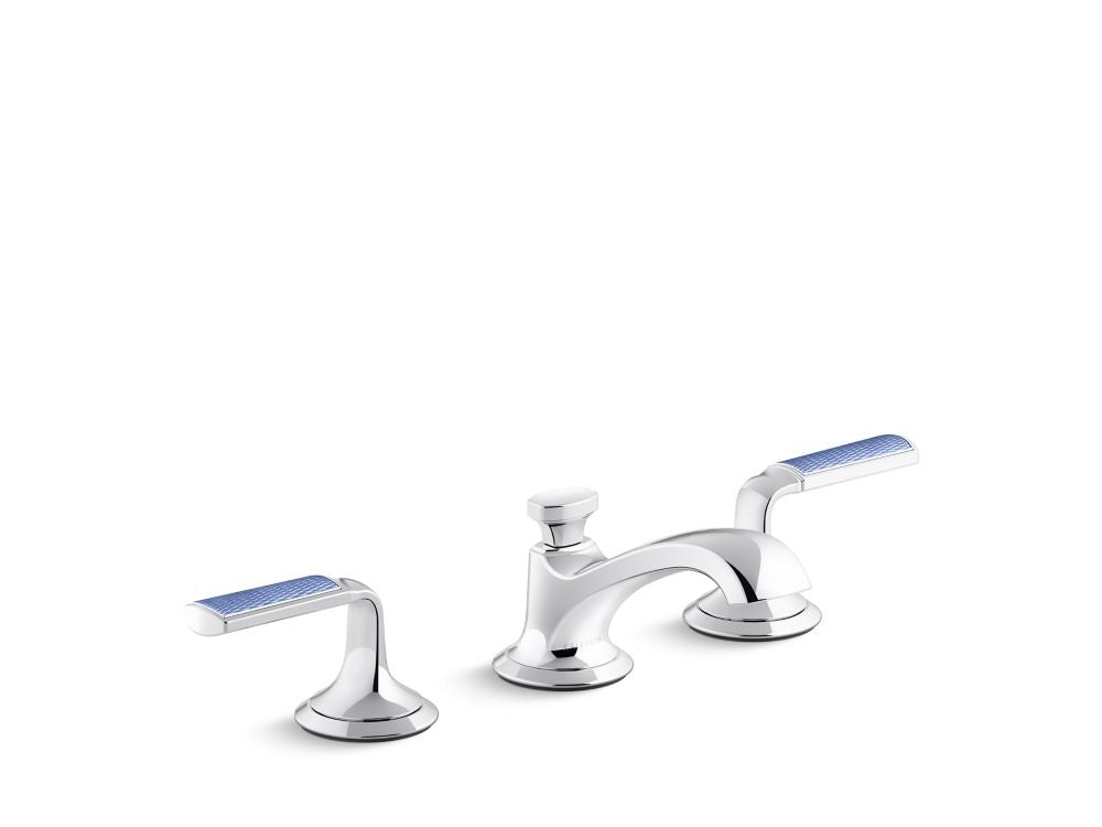 Kallista P25054-CBW Script Lavatory Bathroom Sink Faucet, Low Spout, Blue Wave Lever Handles - Parent