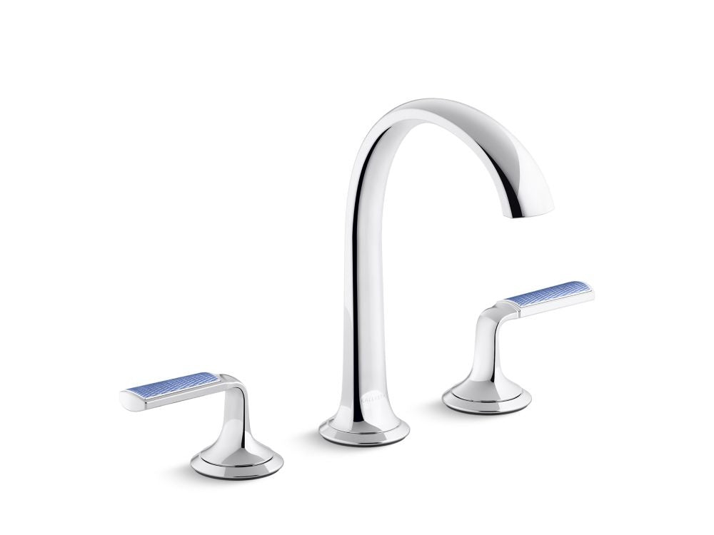 Kallista P25055-CBW Script Lavatory Bathroom Sink Faucet, Arch Spout, Blue Wave Lever Handles - Parent