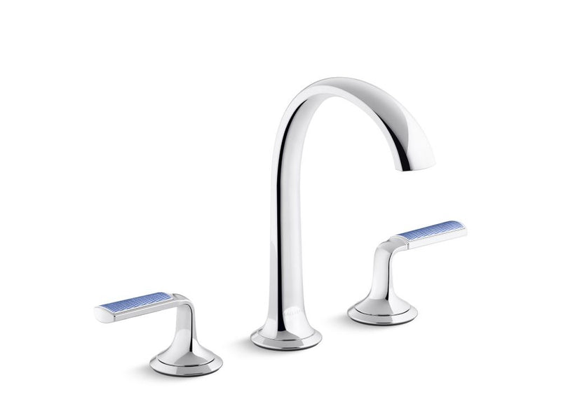 Kallista P25055-CBW Script Lavatory Bathroom Sink Faucet, Arch Spout, Blue Wave Lever Handles - Parent