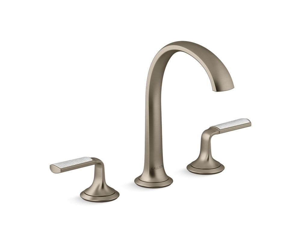 Kallista P25055-FRW Script Lavatory Bathroom Sink Faucet, Arch Spout, Frost Wave Lever Handles