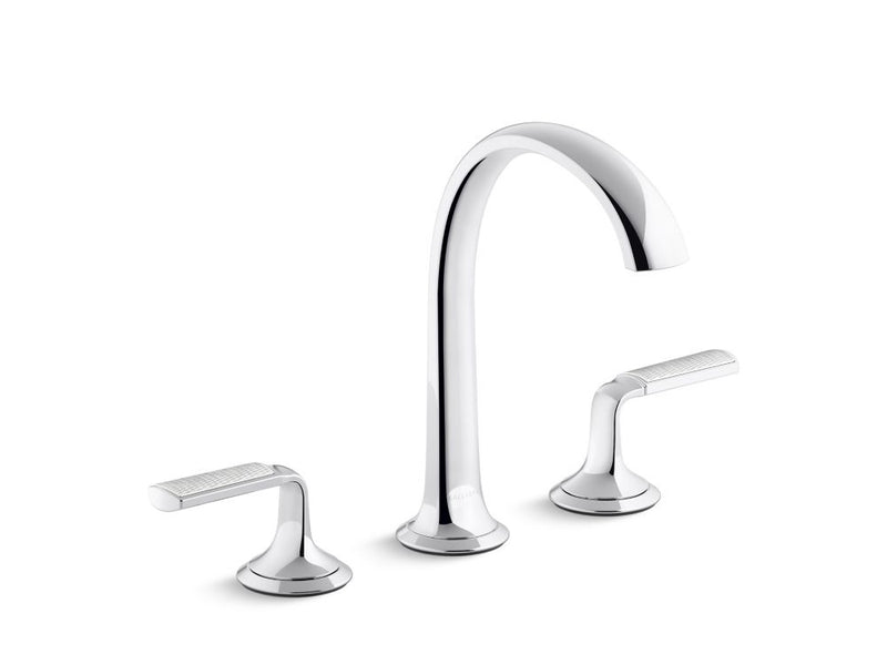 Kallista P25055-FRW Script Lavatory Bathroom Sink Faucet, Arch Spout, Frost Wave Lever Handles