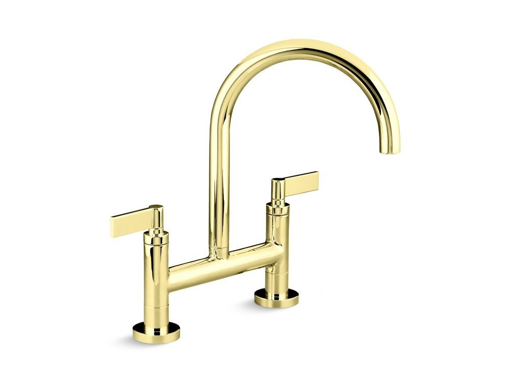 Kallista P25202-LV One Kitchen Deck-Mount Bridge Faucet, Lever Handles