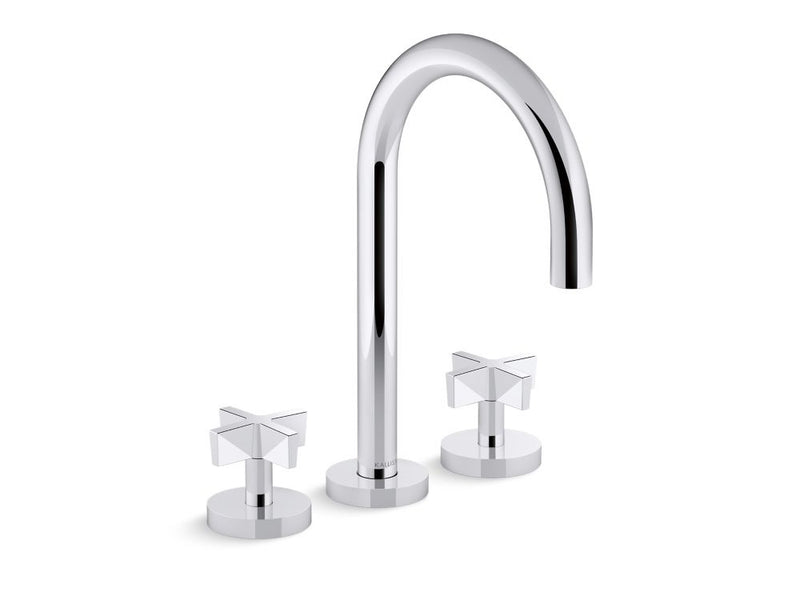 Kallista P25520-CR One Deck-Mount Roman Tub Bath Faucet, Gooseneck Spout, Cross Handles