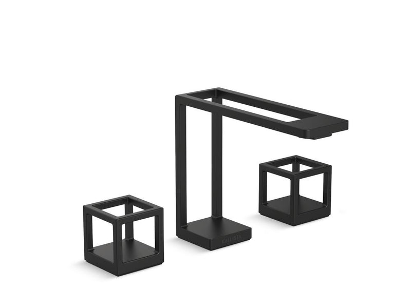 Kallista P26100-CU-BL Grid Lavatory Bathroom Sink Faucet, Cube Handles in Matte Black