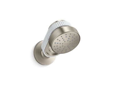 Kallista P30529-WC Bandeau Air-Induction Showerhead With Arm, White Carrara Band