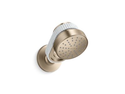 Kallista P30529-WC Bandeau Air-Induction Showerhead With Arm, White Carrara Band