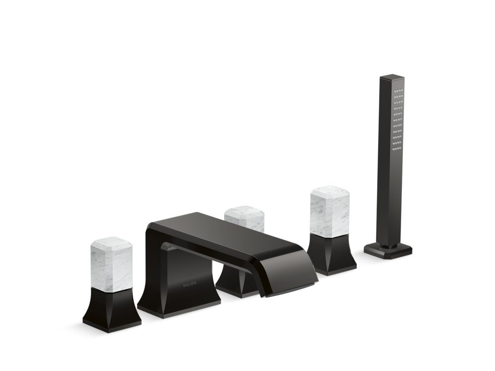 Kallista P32712-WC Bezel deck mount bath faucet with diverter handshower wc stone