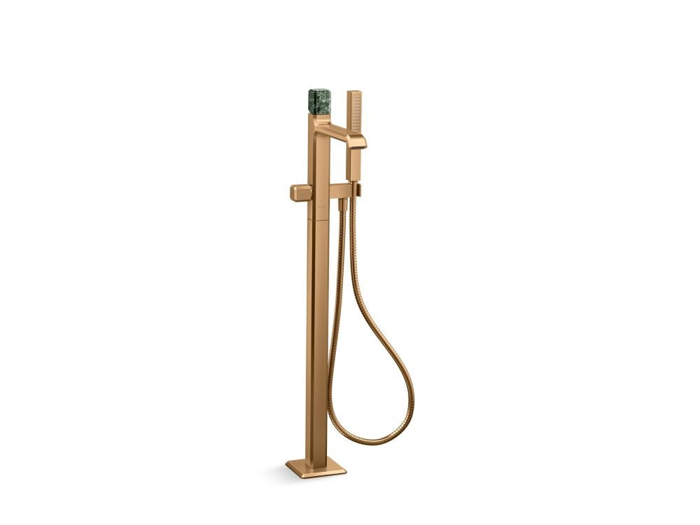 Kallista P32713-GTM Bezel floor mount bath faucet with handshower gtm stone