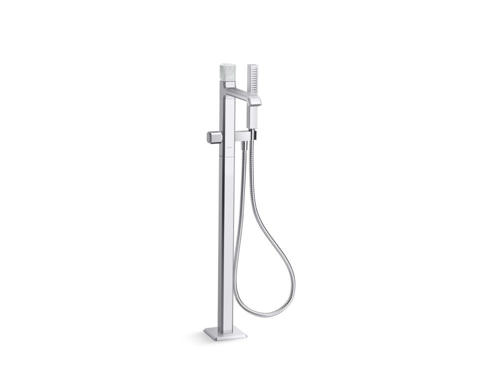 Kallista P32713-WC Bezel floor mount bath faucet with handshower wc stone