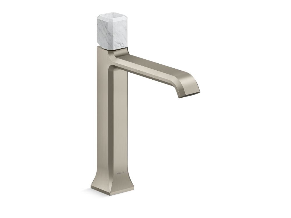 Kallista P33164-WC Bezel single control tall spout white carrara stone