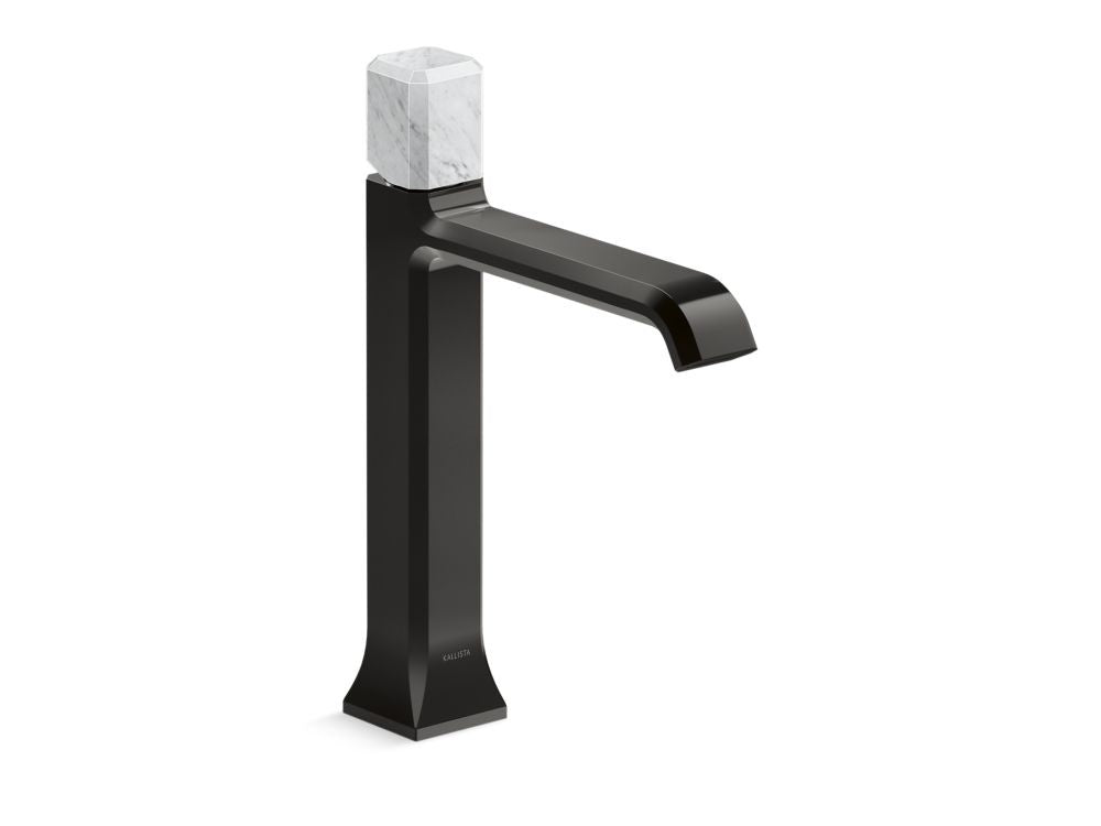 Kallista P33164-WC Bezel single control tall spout white carrara stone