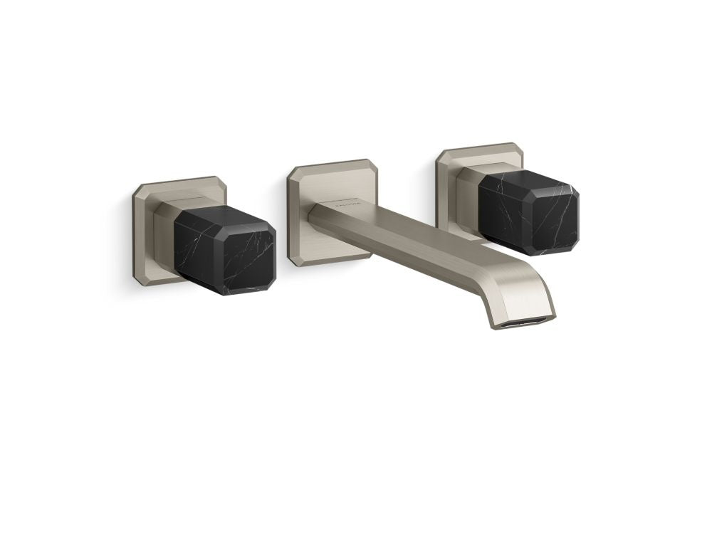 Kallista P33169-NM Bezel wall mount wide spread long nero marquina stone