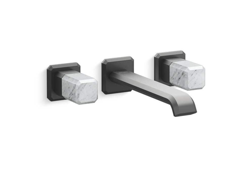 Kallista P33169-WC Bezel wall mount wide spread long white carrara stone