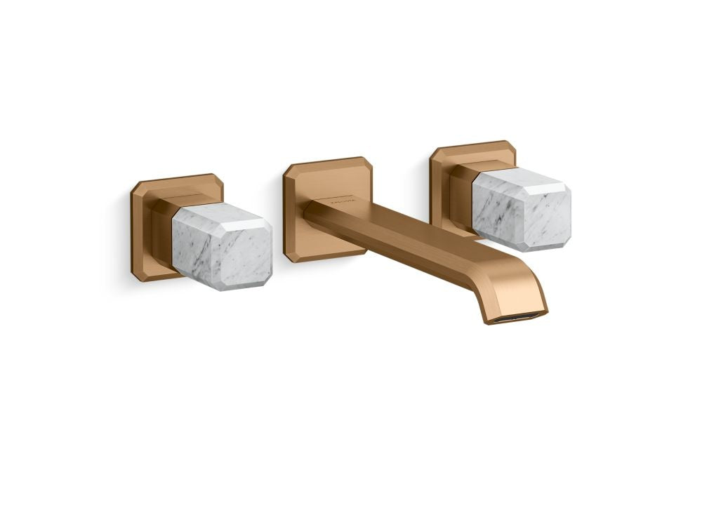 Kallista P33169-WC Bezel wall mount wide spread long white carrara stone