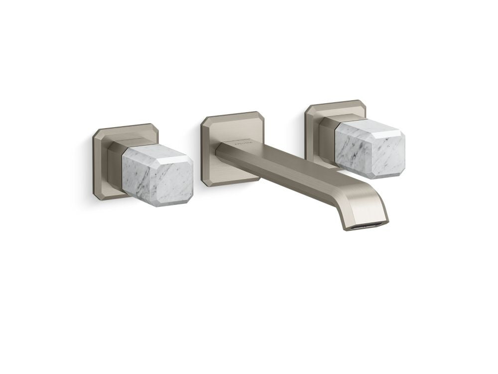 Kallista P33169-WC Bezel wall mount wide spread long white carrara stone