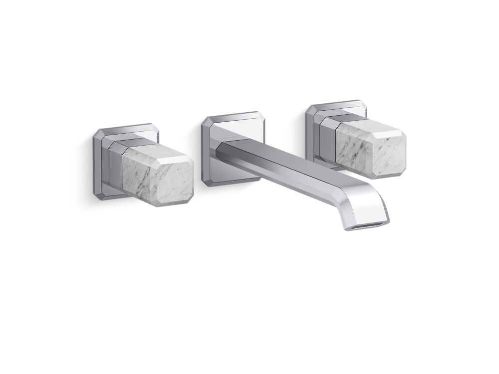 Kallista P33169-WC Bezel wall mount wide spread long white carrara stone