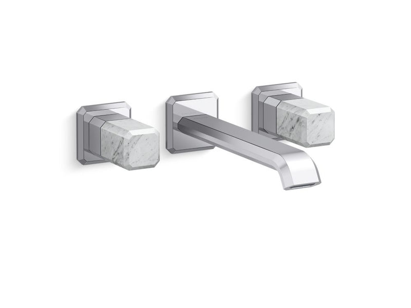 Kallista P33169-WC Bezel wall mount wide spread long white carrara stone