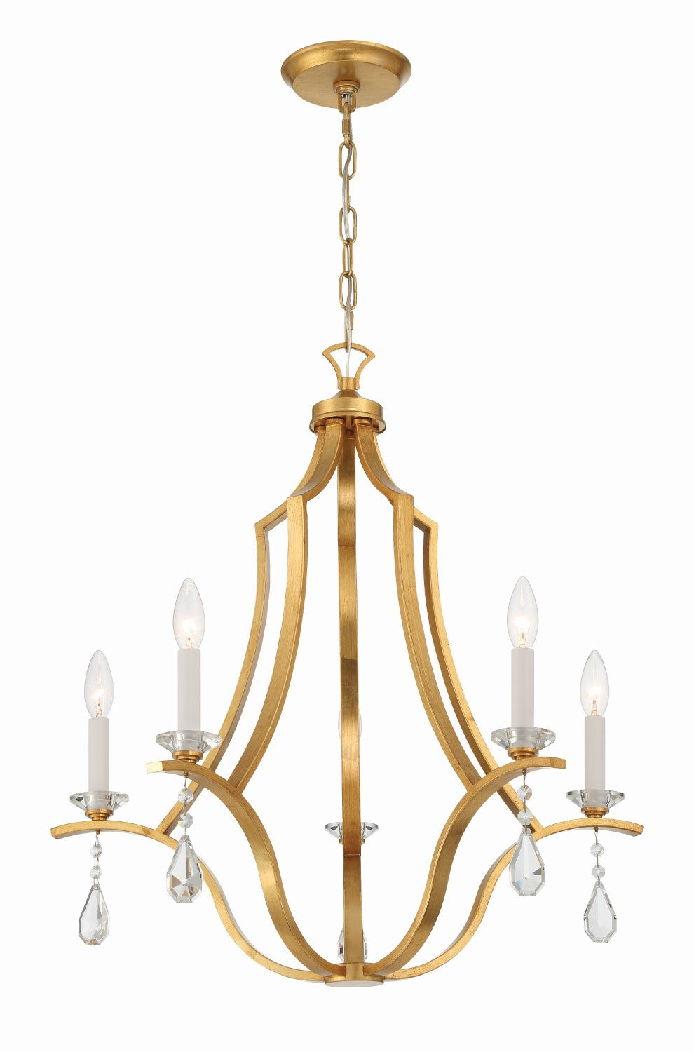 Crystorama PER-10405-GA Perry 5 Light Chandelier - Antique Gold
