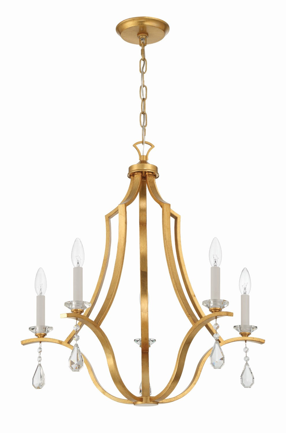 Crystorama PER-10405-GA Perry 5 Light Chandelier - Antique Gold
