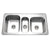 Houzer PGT-4322-20 Premier 41 Inch Stainless Steel Drop-In Topmount 4-Hole Triple Bowl Kitchen Sink