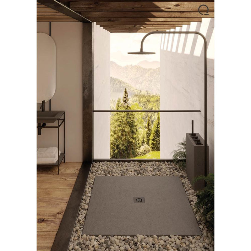 Quare design RX4848P 48x48" relief plus xl shower tray texture slate with white drain - Parent