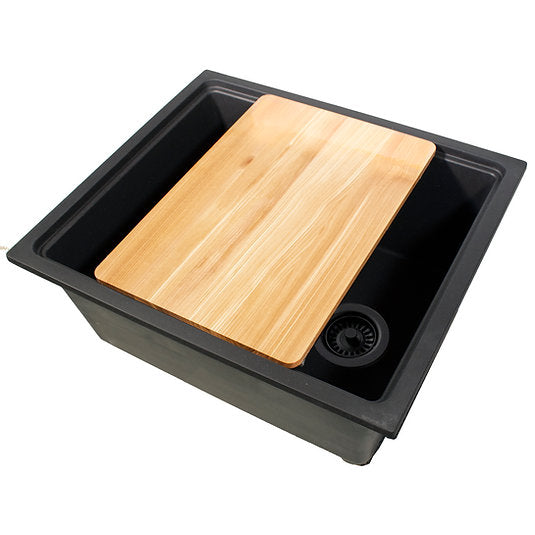 Nantucket Sinks PR2219PS-BL 22" Dualmount Granite Composite Prep-Station with Side Set Drain