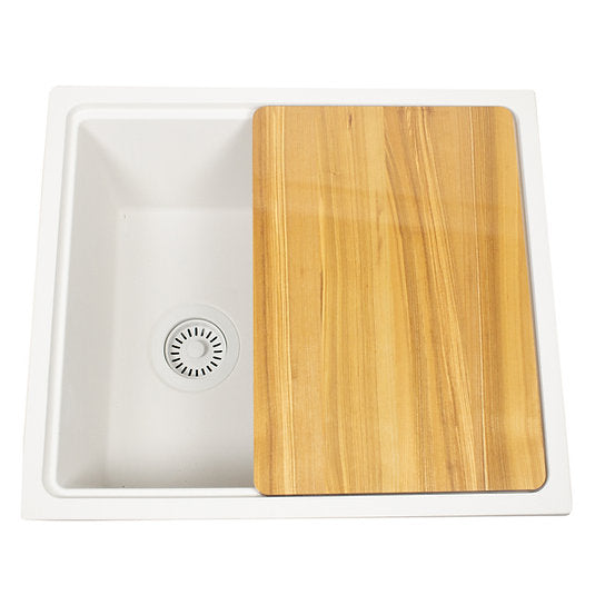 Nantucket Sinks PR2219PS-W 22" Dualmount Granite Composite Prep-Station with Side Set Drain