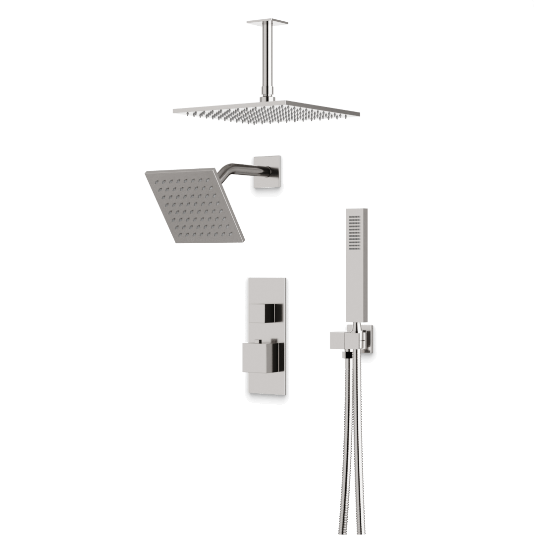 Artos PS107N Edge Thermostatic Shower Trim Kit with Ceiling Mount & Ceiling Mount Shower Head, Hand Shower