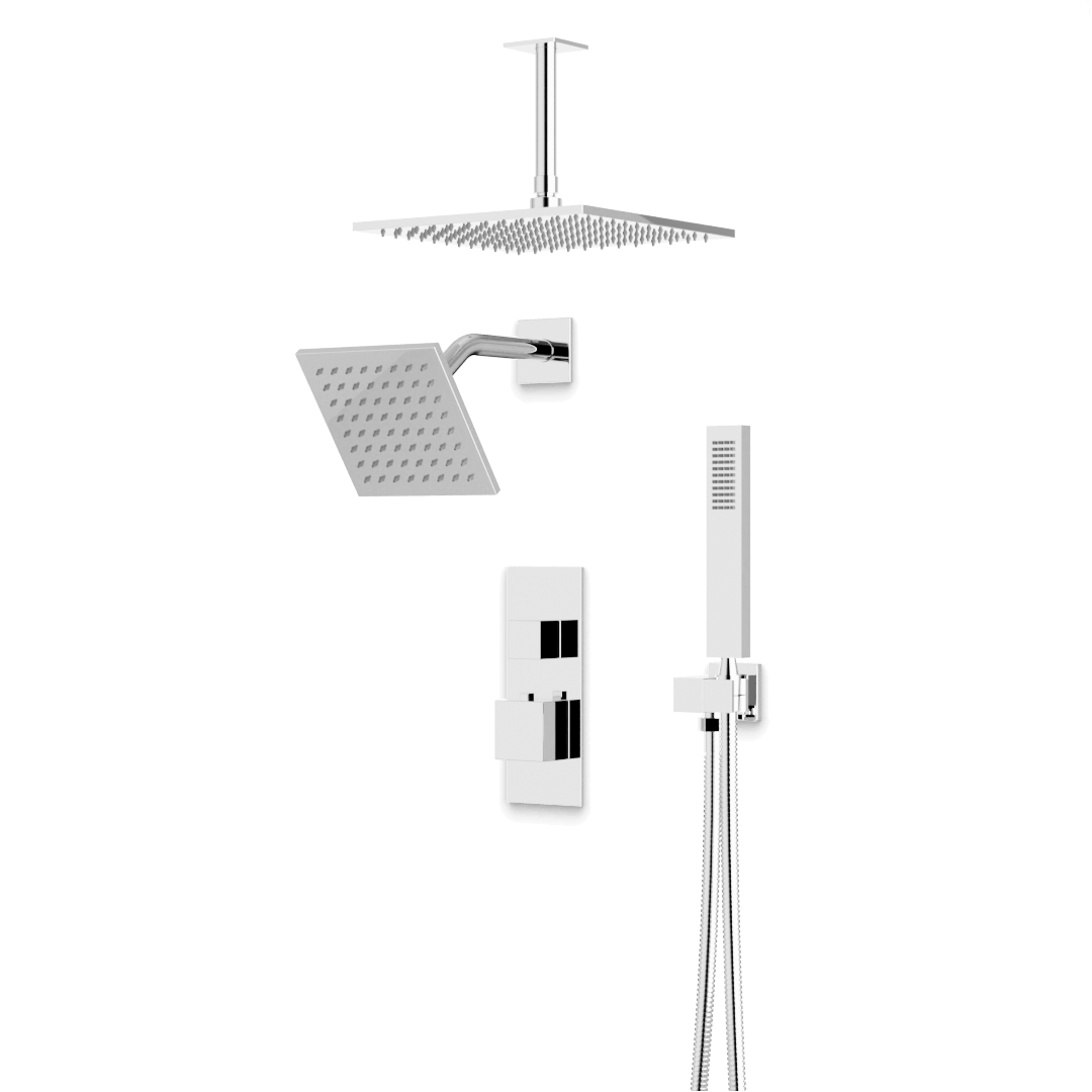Artos PS107N Edge Thermostatic Shower Trim Kit with Ceiling Mount & Ceiling Mount Shower Head, Hand Shower