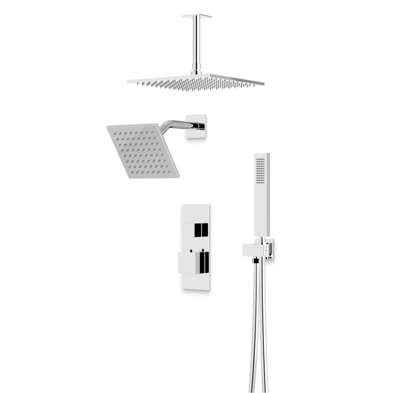 Artos PS107N Edge Thermostatic Shower Trim Kit with Ceiling Mount & Ceiling Mount Shower Head, Hand Shower