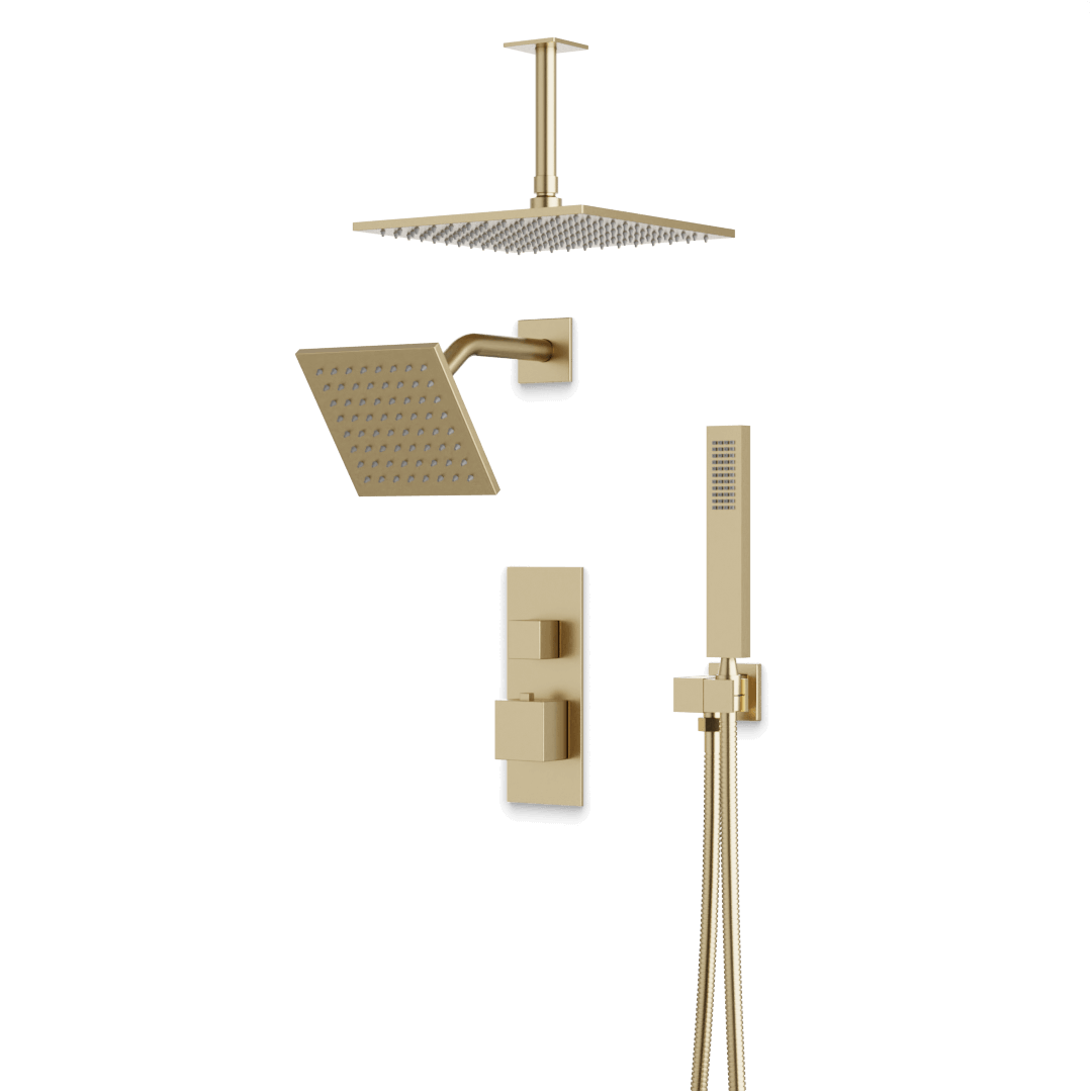 Artos PS107N Edge Thermostatic Shower Trim Kit with Ceiling Mount & Ceiling Mount Shower Head, Hand Shower