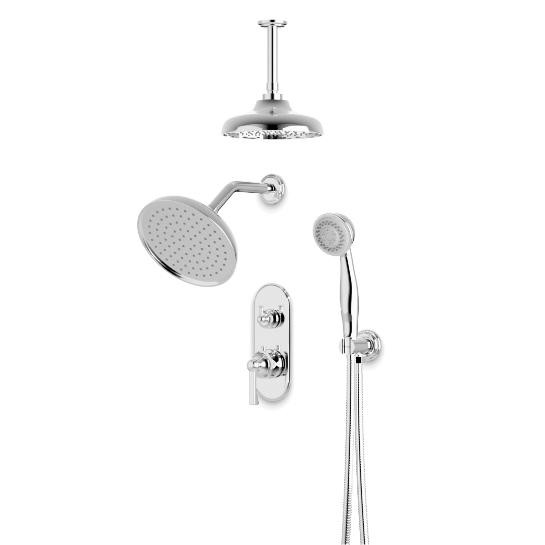 Artos PS108CL Classic Thermostatic Shower Trim Kit with Wall & Ceiling Mount Shower Head, Hand Shower