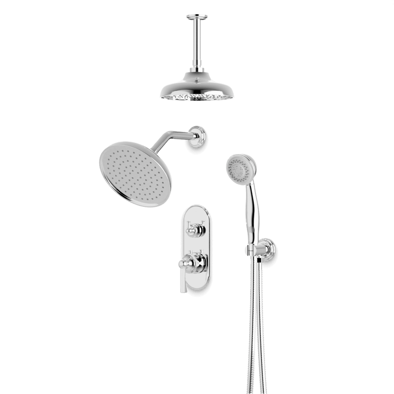 Artos PS108CL Classic Thermostatic Shower Trim Kit with Wall & Ceiling Mount Shower Head, Hand Shower