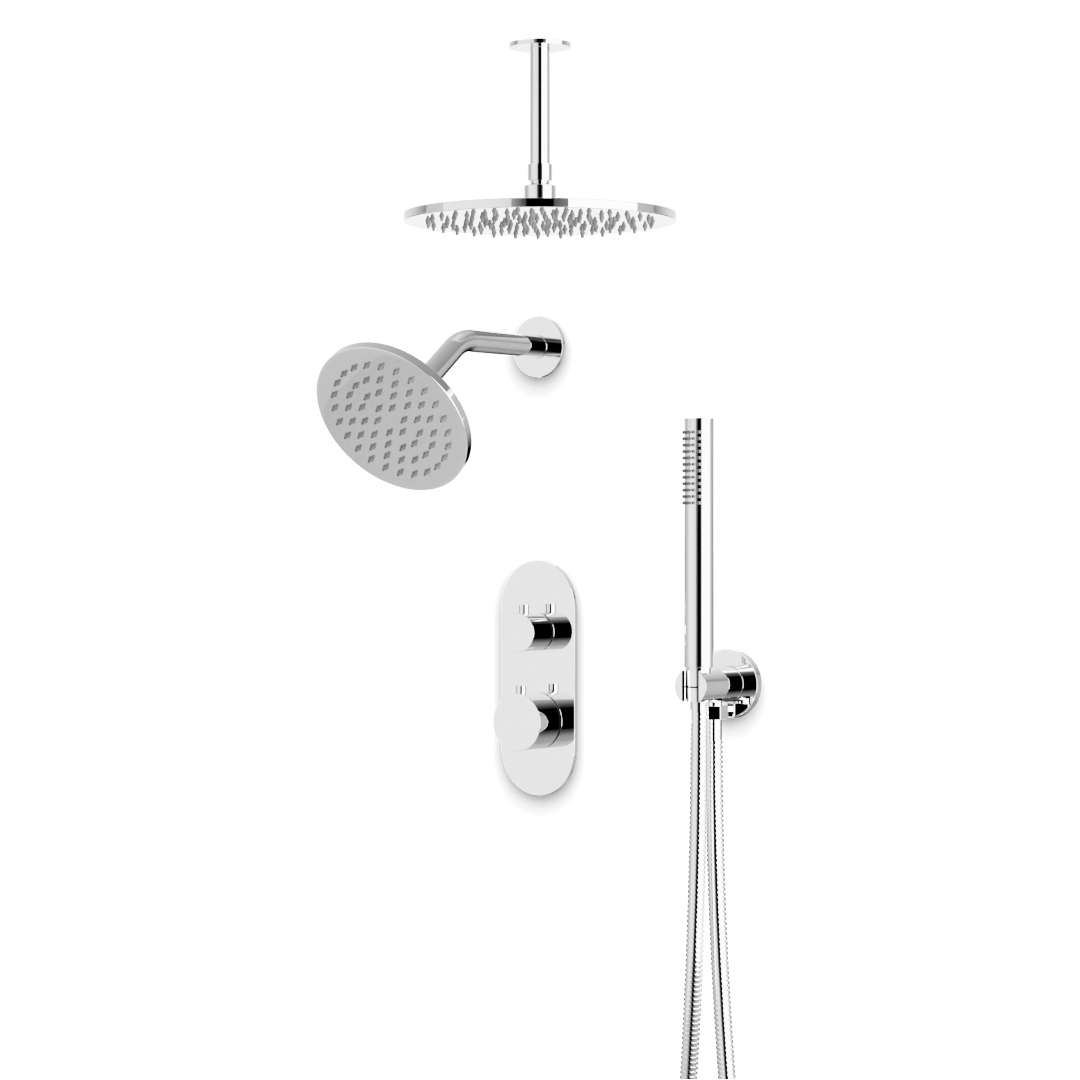 Artos PS108N Opera Thermostatic Shower Trim Kit with Wall & Ceiling Mount Shower Head, Hand Shower