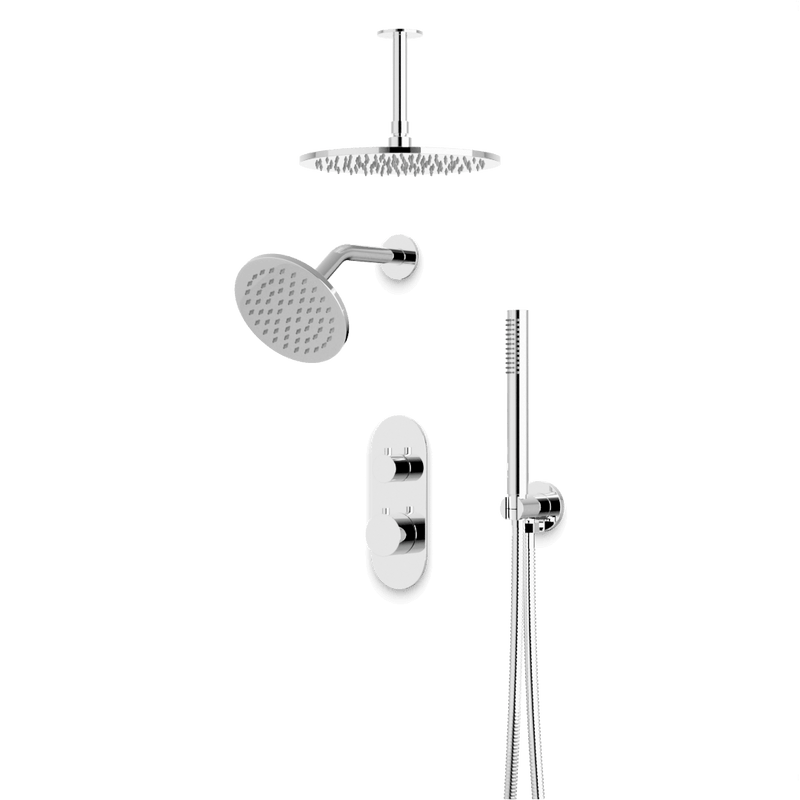 Artos PS108N Opera Thermostatic Shower Trim Kit with Wall & Ceiling Mount Shower Head, Hand Shower