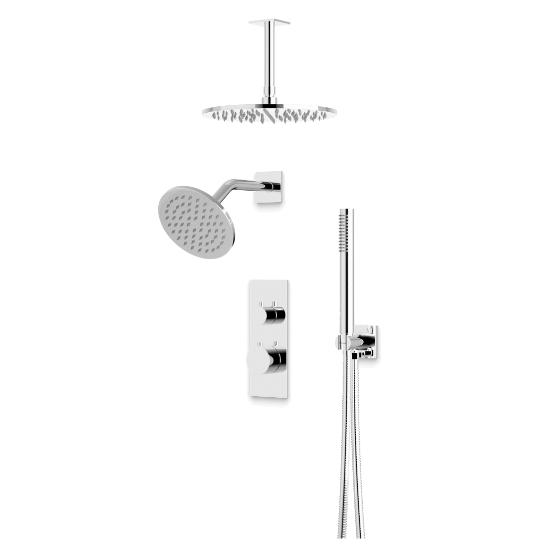 Artos PS109N Otella Thermostatic Shower Trim Kit with Ceiling Mount & Ceiling Mount Shower Head, Hand Shower