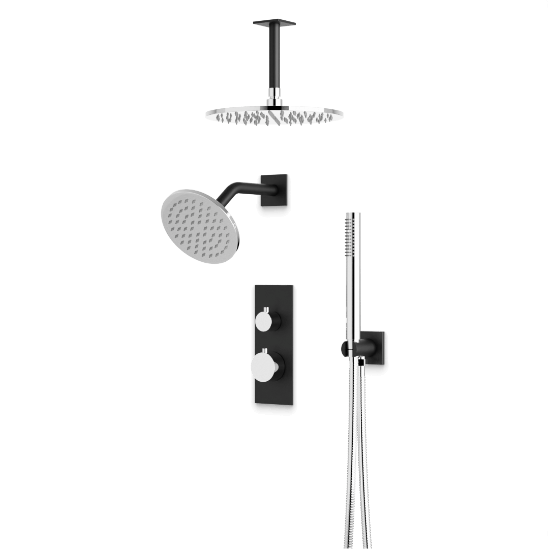 Artos PS109N Otella Thermostatic Shower Trim Kit with Ceiling Mount & Ceiling Mount Shower Head, Hand Shower