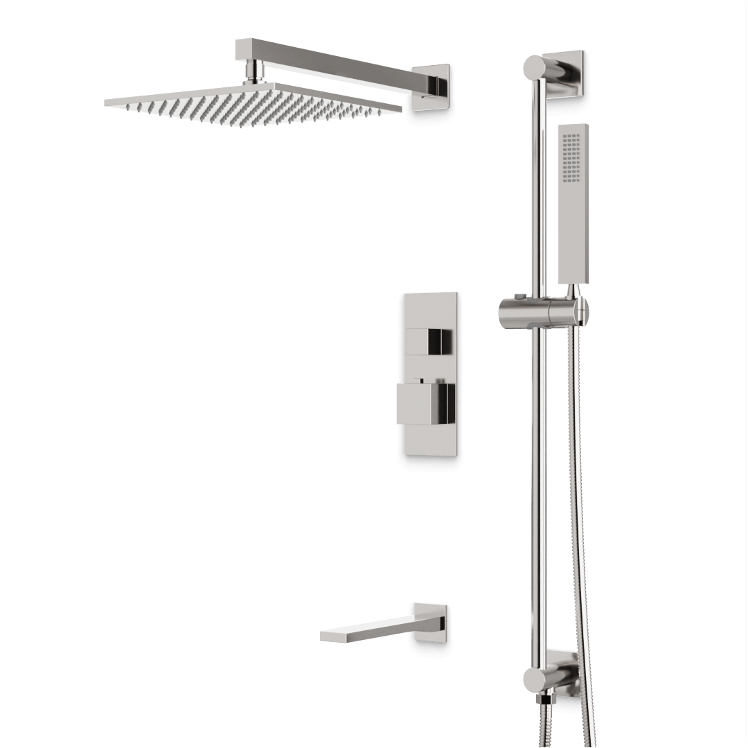 Artos PS115N Edge Thermostatic Shower Trim Kit with Hand Shower on Slide Bar, Tub Filler