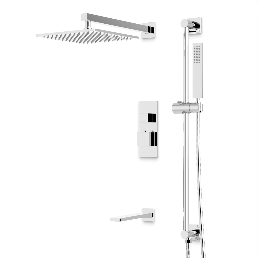 Artos PS115N Edge Thermostatic Shower Trim Kit with Hand Shower on Slide Bar, Tub Filler