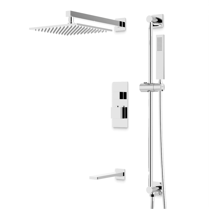Artos PS115N Edge Thermostatic Shower Trim Kit with Hand Shower on Slide Bar, Tub Filler