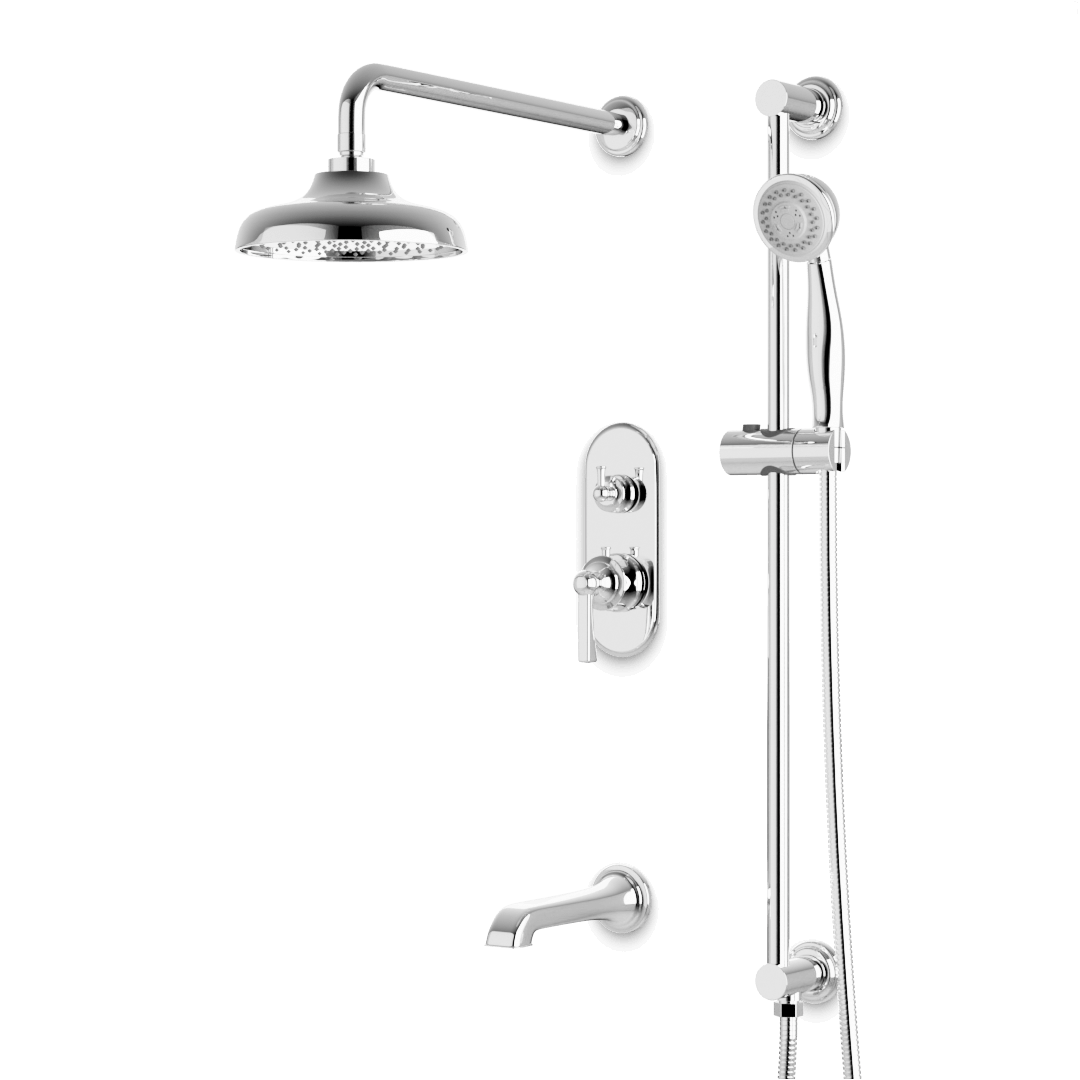 Artos PS116CL Classic Thermostatic Shower Trim Kit with Hand Shower on Slide Bar, Tub Filler