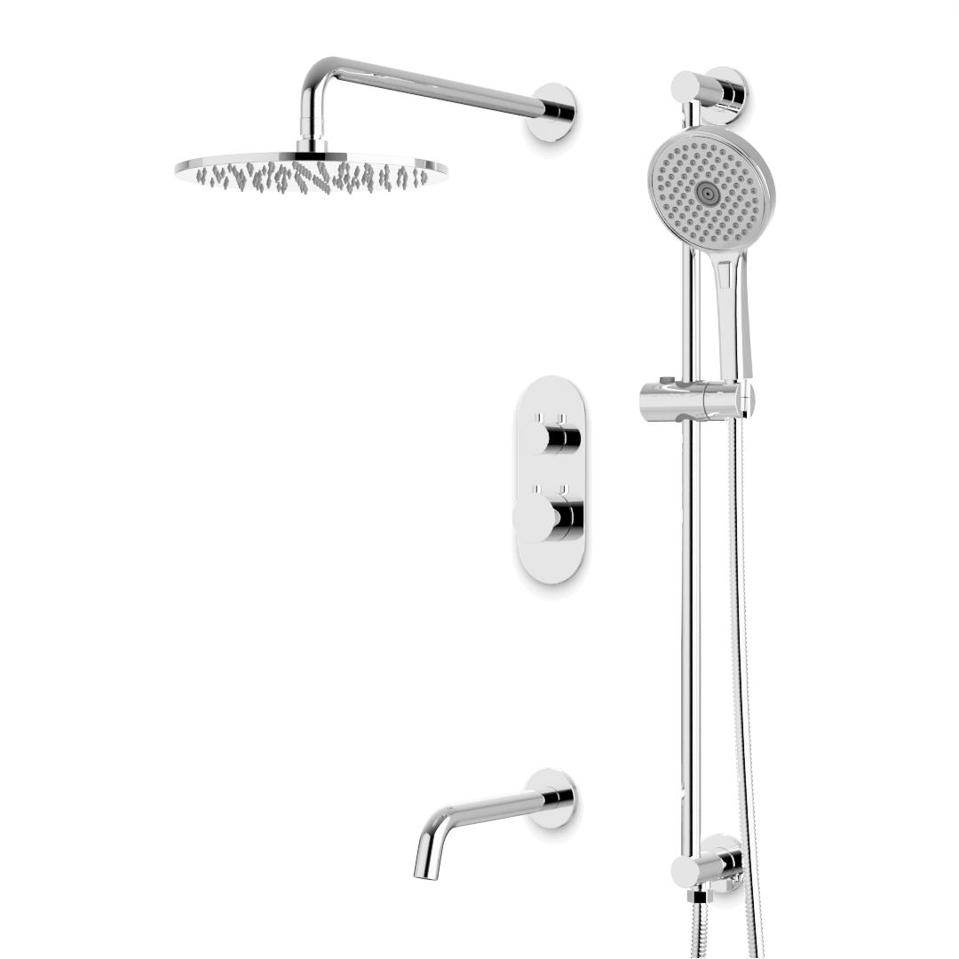 Artos PS116N Opera Thermostatic Shower Trim Kit with Hand Shower on Slide Bar, Tub Filler