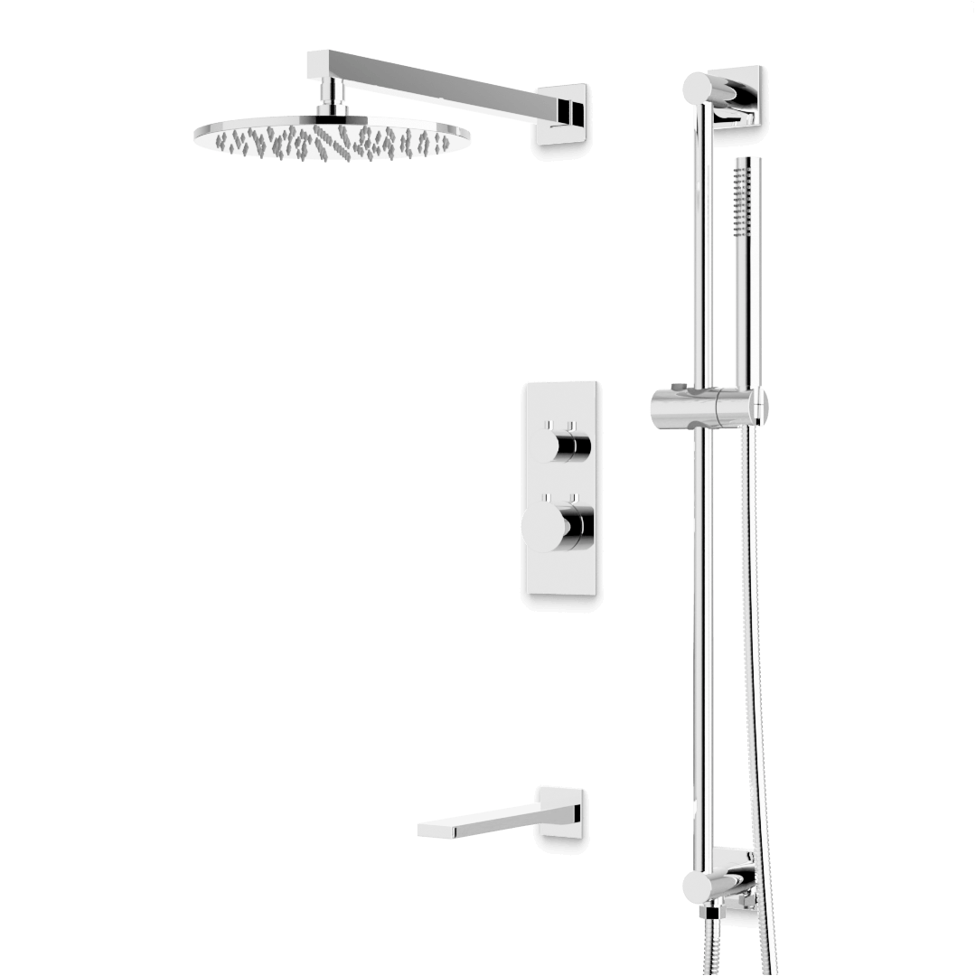Artos PS117N Otella Thermostatic Shower Trim Kit with Hand Shower on Slide Bar, Tub Filler
