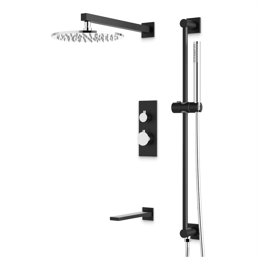 Artos PS117N Otella Thermostatic Shower Trim Kit with Hand Shower on Slide Bar, Tub Filler