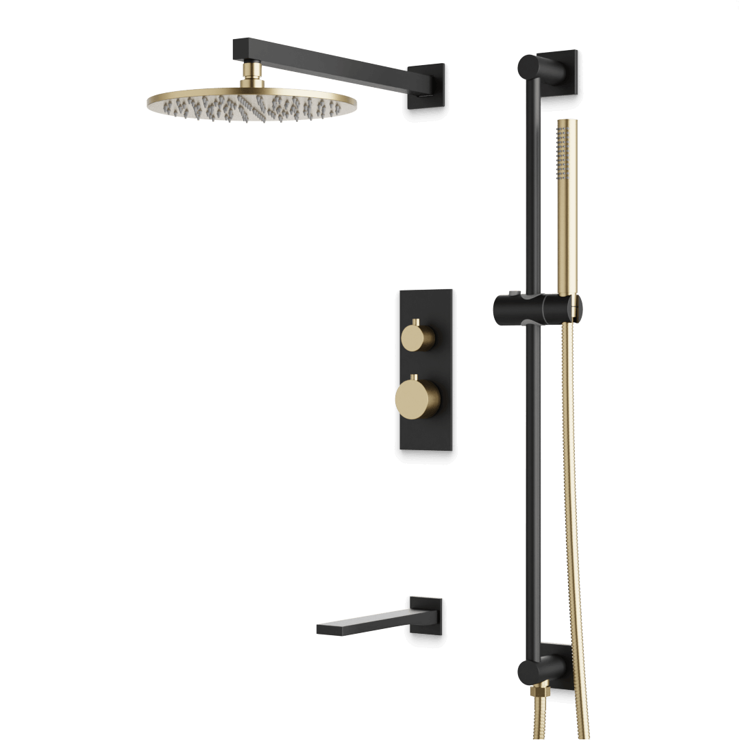 Artos PS117N Otella Thermostatic Shower Trim Kit with Hand Shower on Slide Bar, Tub Filler