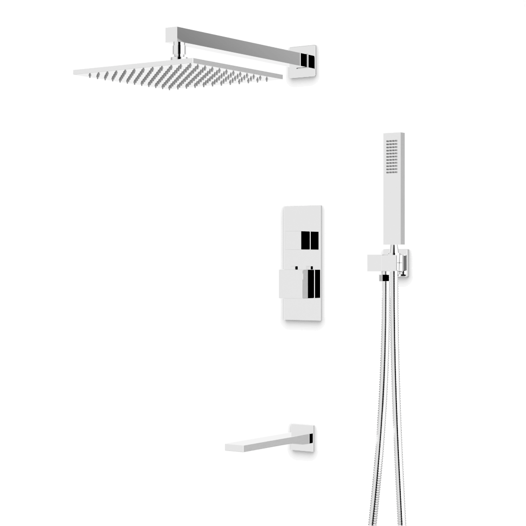 Artos PS119N Edge Thermostatic Shower Trim Kit with Hand Shower, Tub Filler