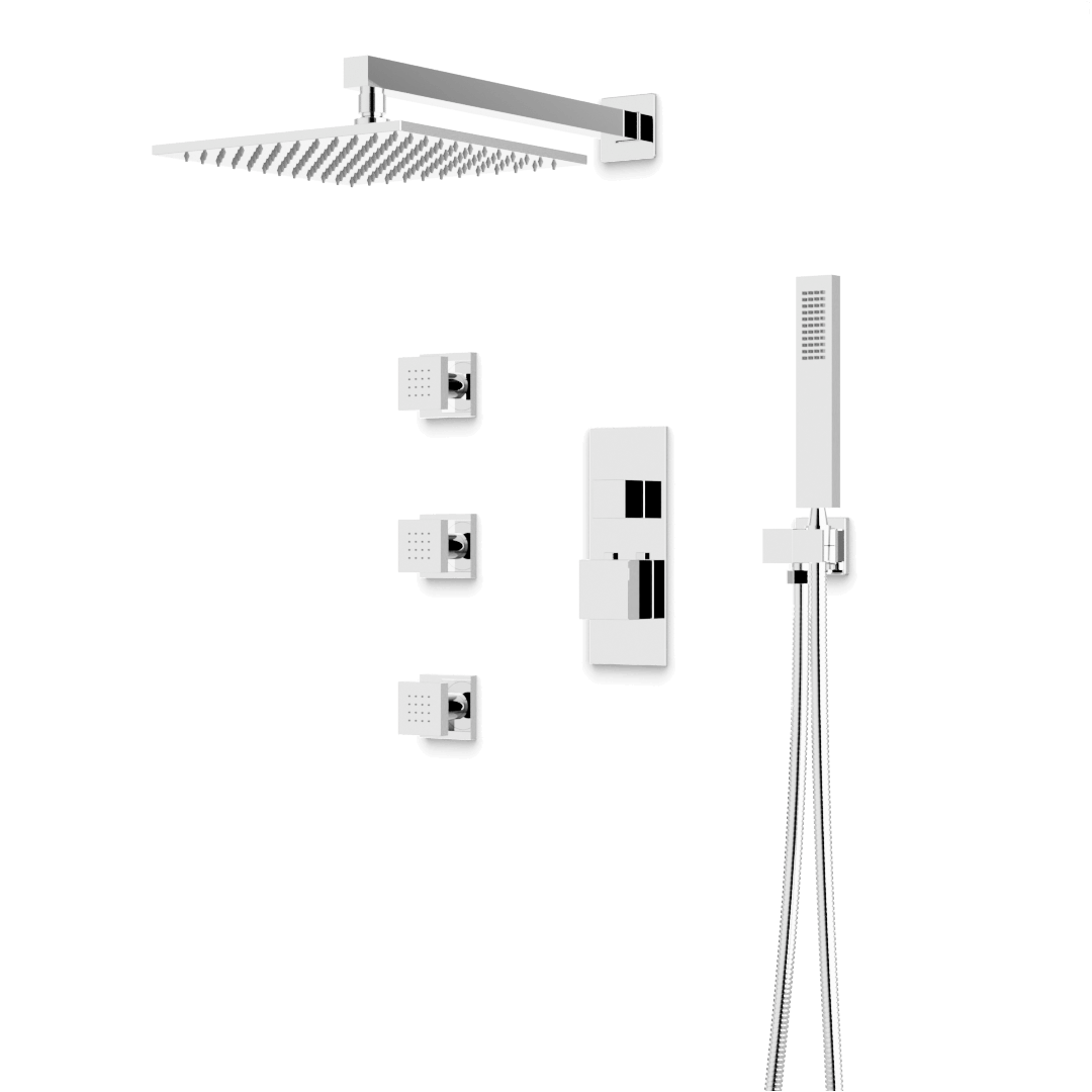 Artos PS127N Edge Thermostatic Shower Trim Kit with Hand Shower, Body Jets