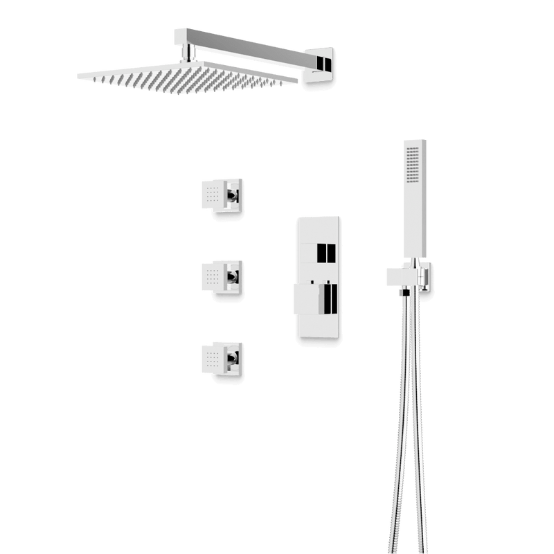 Artos PS127N Edge Thermostatic Shower Trim Kit with Hand Shower, Body Jets